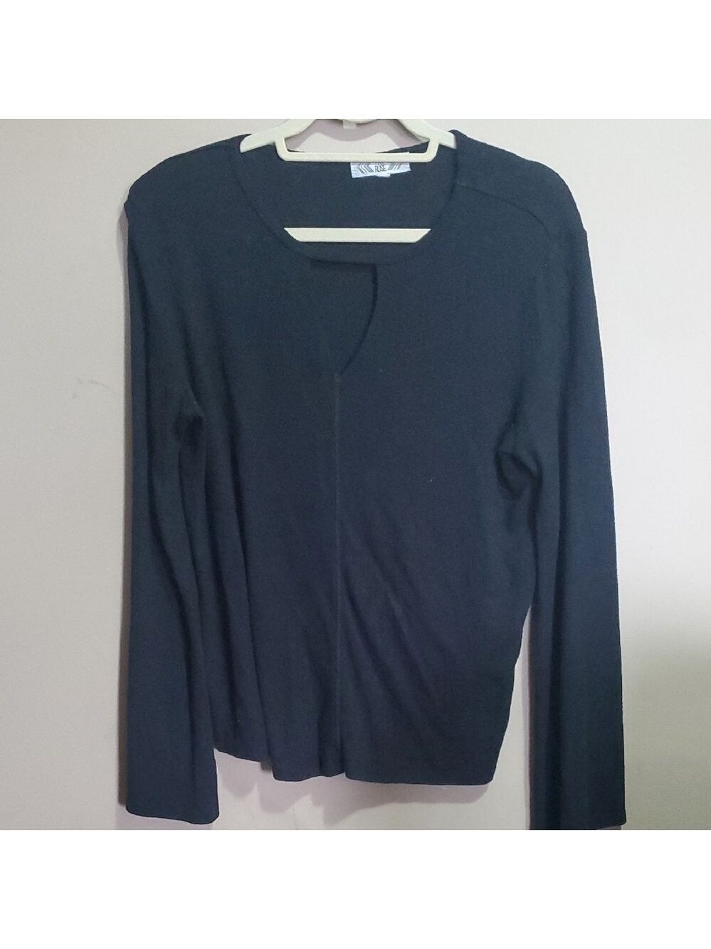 Pink Rose Blue Long Sleeve Cut Out Blouse Size Large